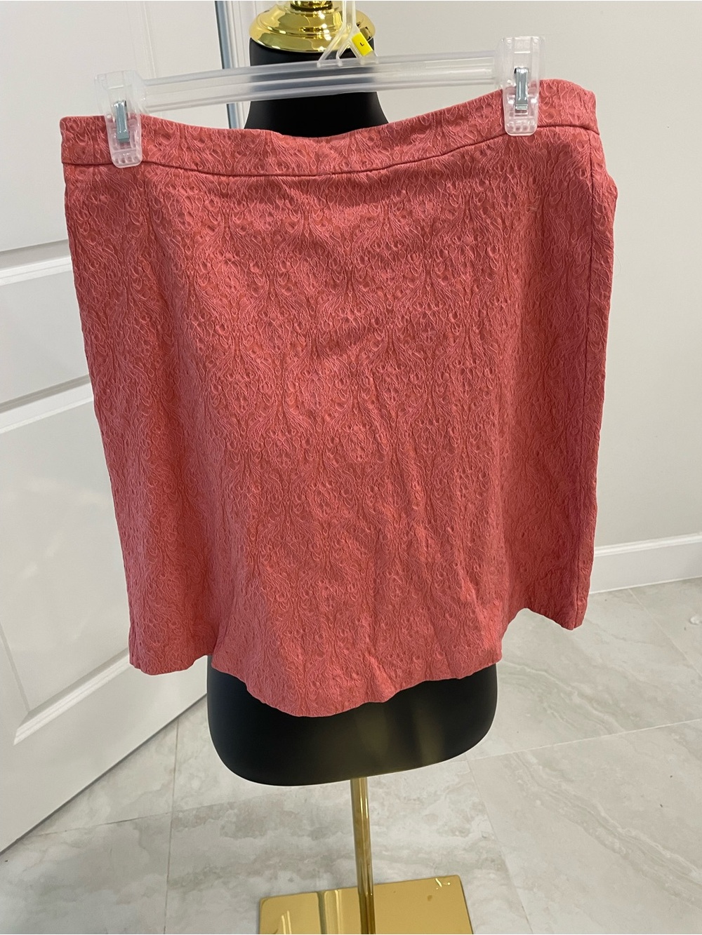 Margaret M Coral Pink Textured Floral Skirt Pull On Size XL/TG
